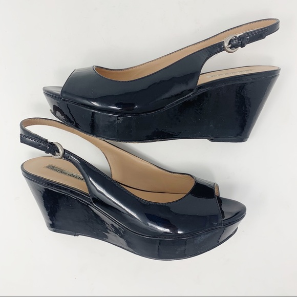 Charles David Shoes - Charles David Patent Leather Slingback Heels Sz 8